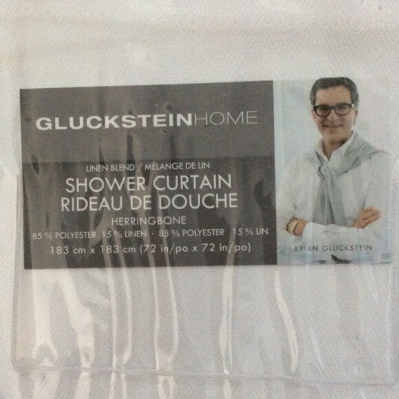 NWT - Large Luxury White Linen‑Blend Fabric Shower Curtain – 72" x 72" - Picture 4 of 4